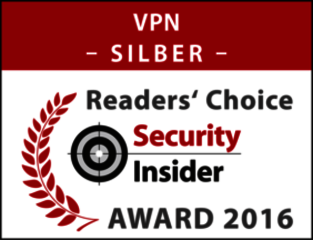 Securepoint GmbH ist beim "Reader’s Choice Award" 2015 und 2016 jeweils mit Silber ausgezeichnet worden. Logo Security-Insider "Reader’s Choice Award"