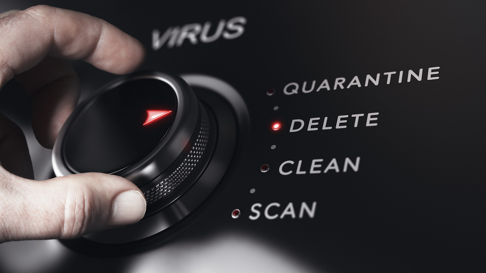 Securepoint Antivirus PRO for Business Control dial is turned to Delete computer virus.
