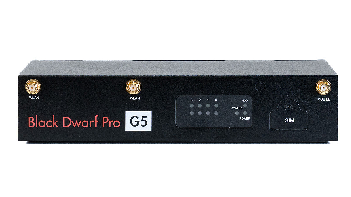 Securepoint Black Dwarf Pro G5 Frontansicht der Securepoint Black Dwarf Pro G5 UTM-Firewall