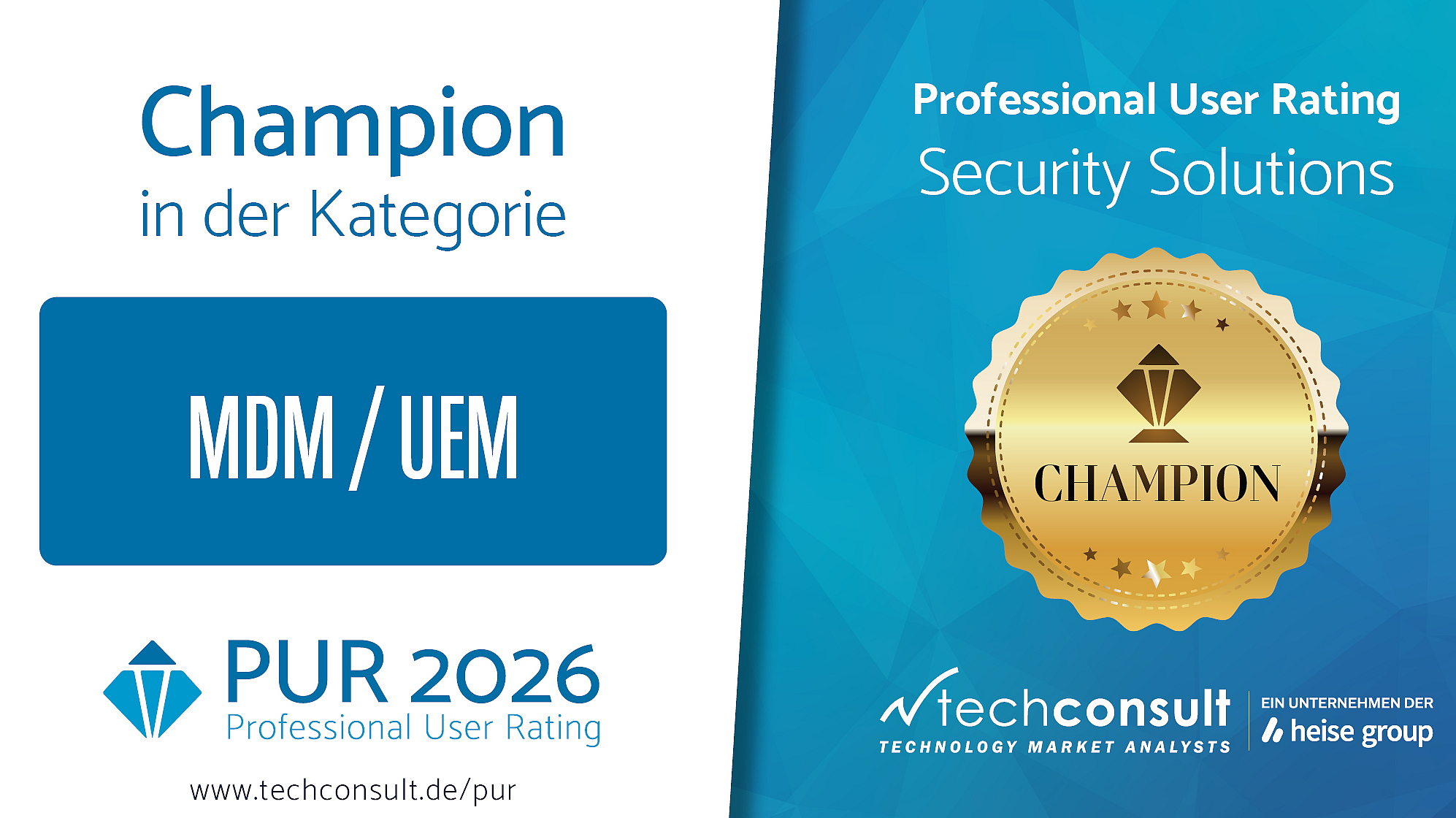 Champion 'MDM/ UEM' - PUR 2026 Auszeichnung: PUR Champion 'MDM/ UEM' 2026