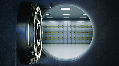 Open vault with many lockers