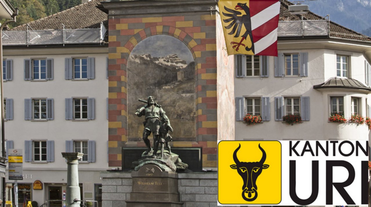 Wilhelm Tell Monument bei Altdorf im Kanton Uri (Schweiz)