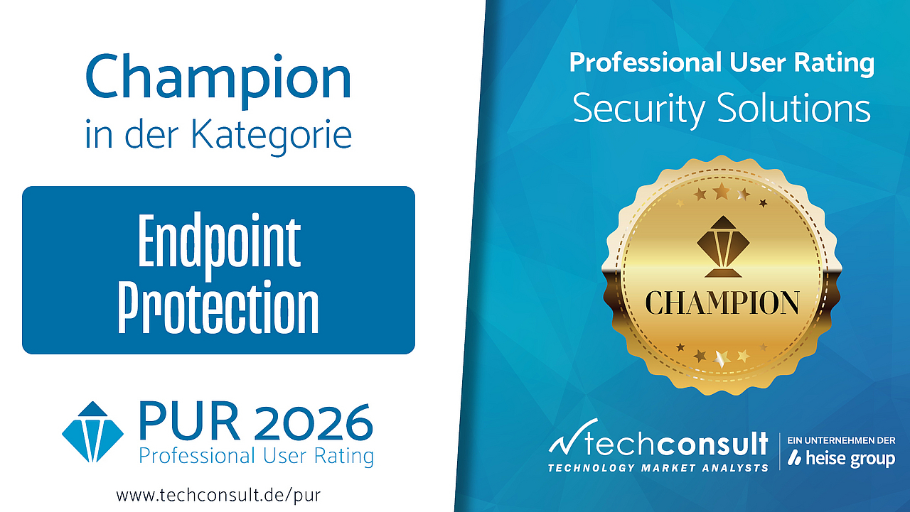 Champion 'Endpoint Protection' 2026 Auszeichnung: PUR Champion 'Endpoint Protection' 2026
