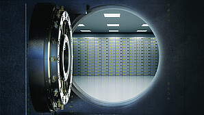 Large safe room with many lockers