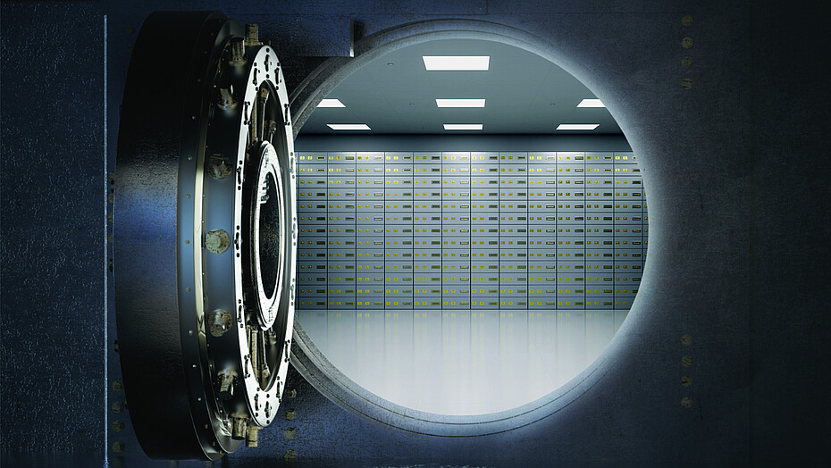 A vault with many lockers