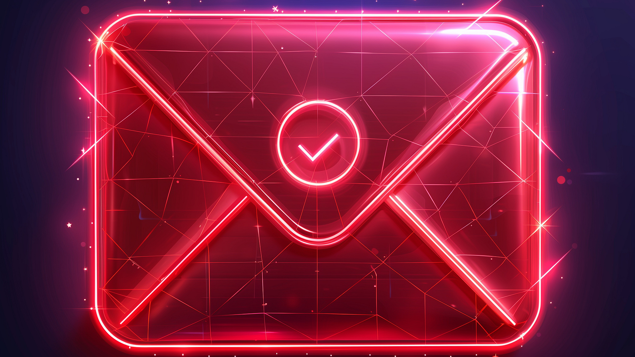 Securepoint Mail Security Rotleuchtender Briefumschlag mit einem Check-Haken als Siegel
