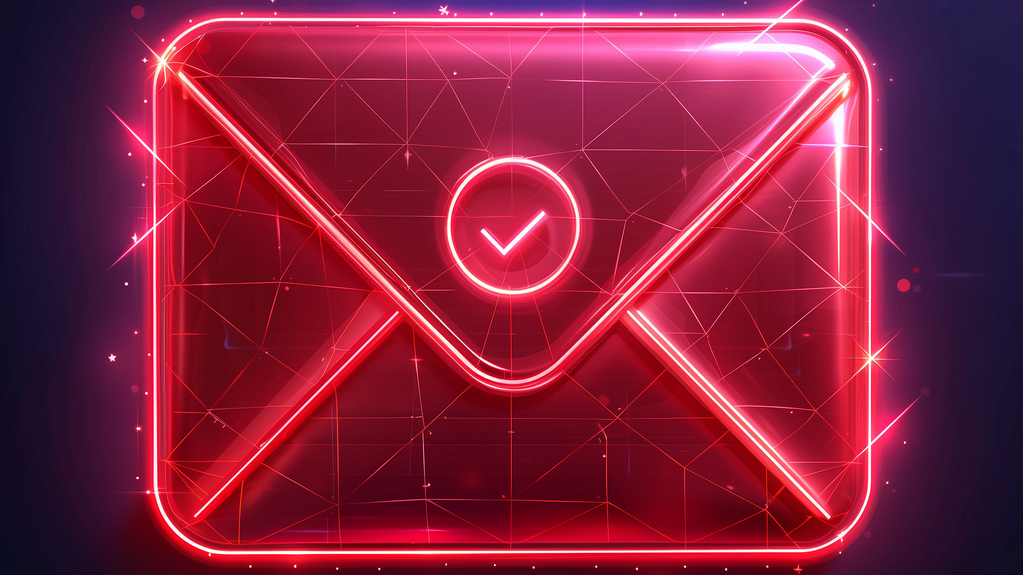 Securepoint Mail Security Rotleuchtender Briefumschlag mit einem Check-Haken als Siegel