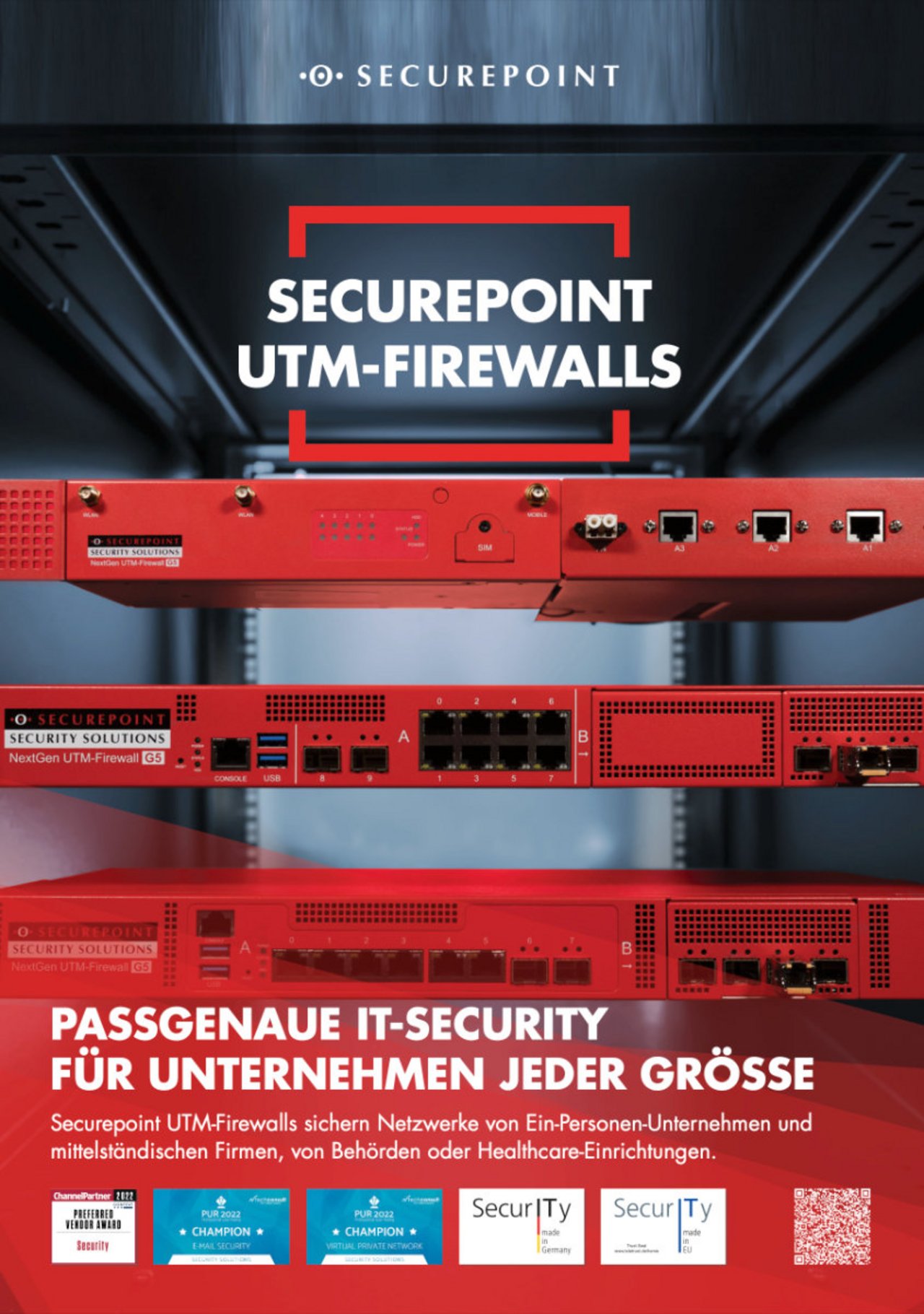 Mehr IT Sicherheit durch UTM Firewall von Securepoint Titel des Prospekts für Securepoint UTM Firewall.