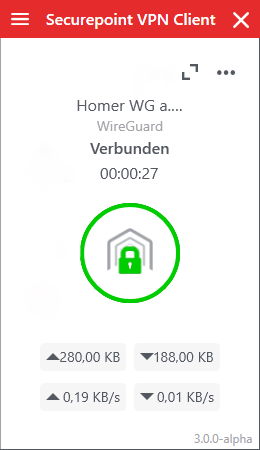 Screenshot der VPN-Client Oberfläche