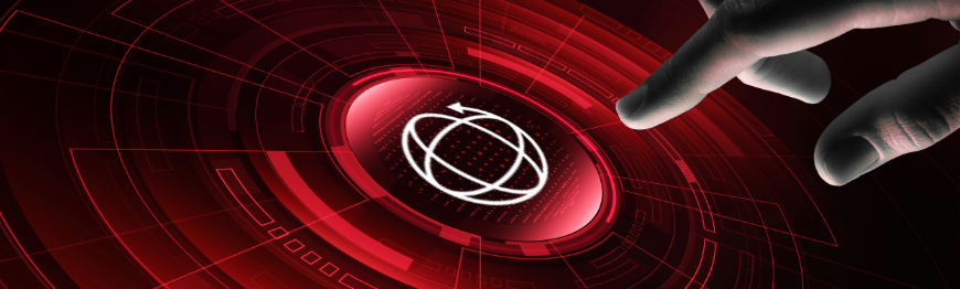 Grafische Darstellung einer Hand, die einen Knopf drücken möchte