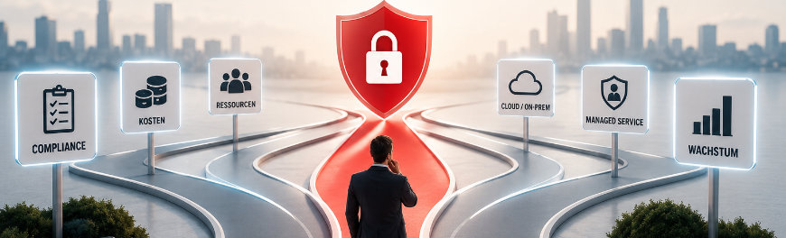 IT Security – Preparing for Decisions Properly A diagram showing a person standing before various paths