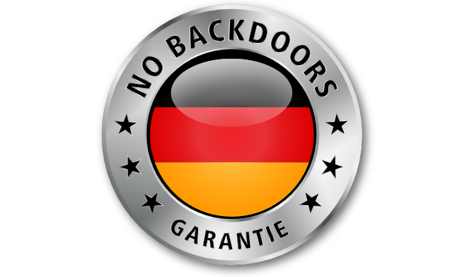 Logo zur No Backdoors-Garantie