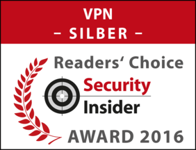 Securepoint GmbH ist beim "Reader’s Choice Award" 2015 und 2016 jeweils mit Silber ausgezeichnet worden. Logo Security-Insider "Reader’s Choice Award"