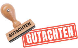 Sachverständige IT-Sicherheit nach Cert+ erstellen Gutachten zur IT-Sicherheit im Unternehmen. Stempel mit der Aufschrift und dem Abdruck "Gutachten".